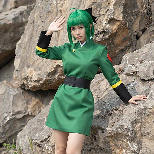 Female Rock Lee Cosplay Outdoors