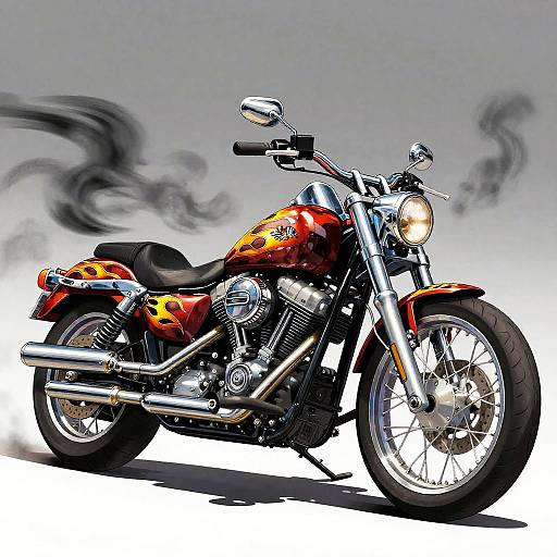Anime Harley Davidson Chopper Flame