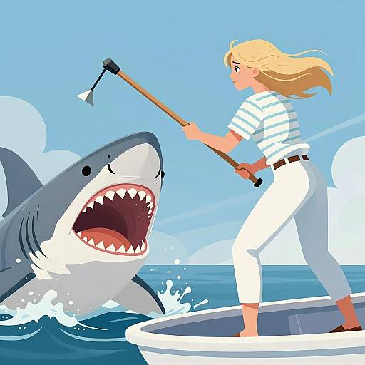 Brave Woman Battles Shark at Sea