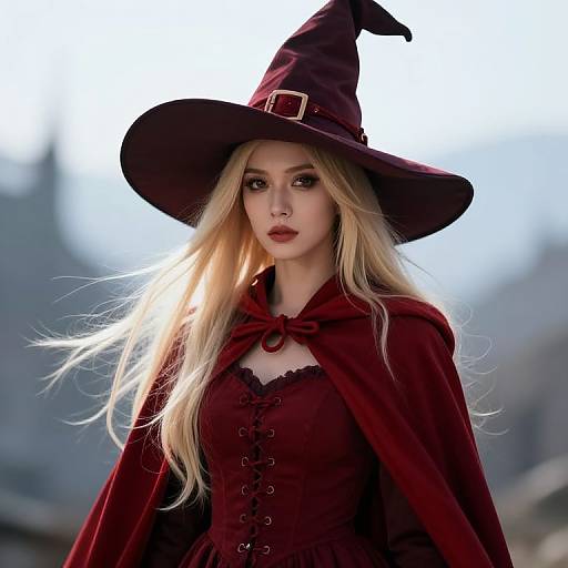 Blonde Witch in Red Cape