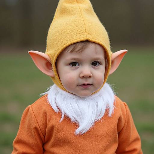 Child in Gnome Costume Close-Up
