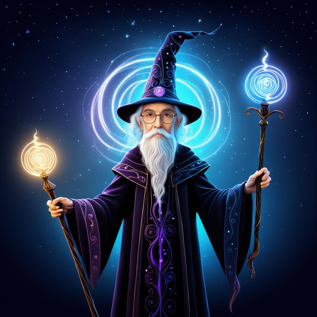 Whimsical Elderly Wizard Portrait