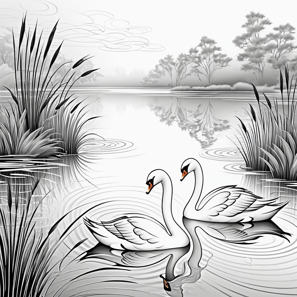 Elegant Swans and Serene Lakes Tattoo Design