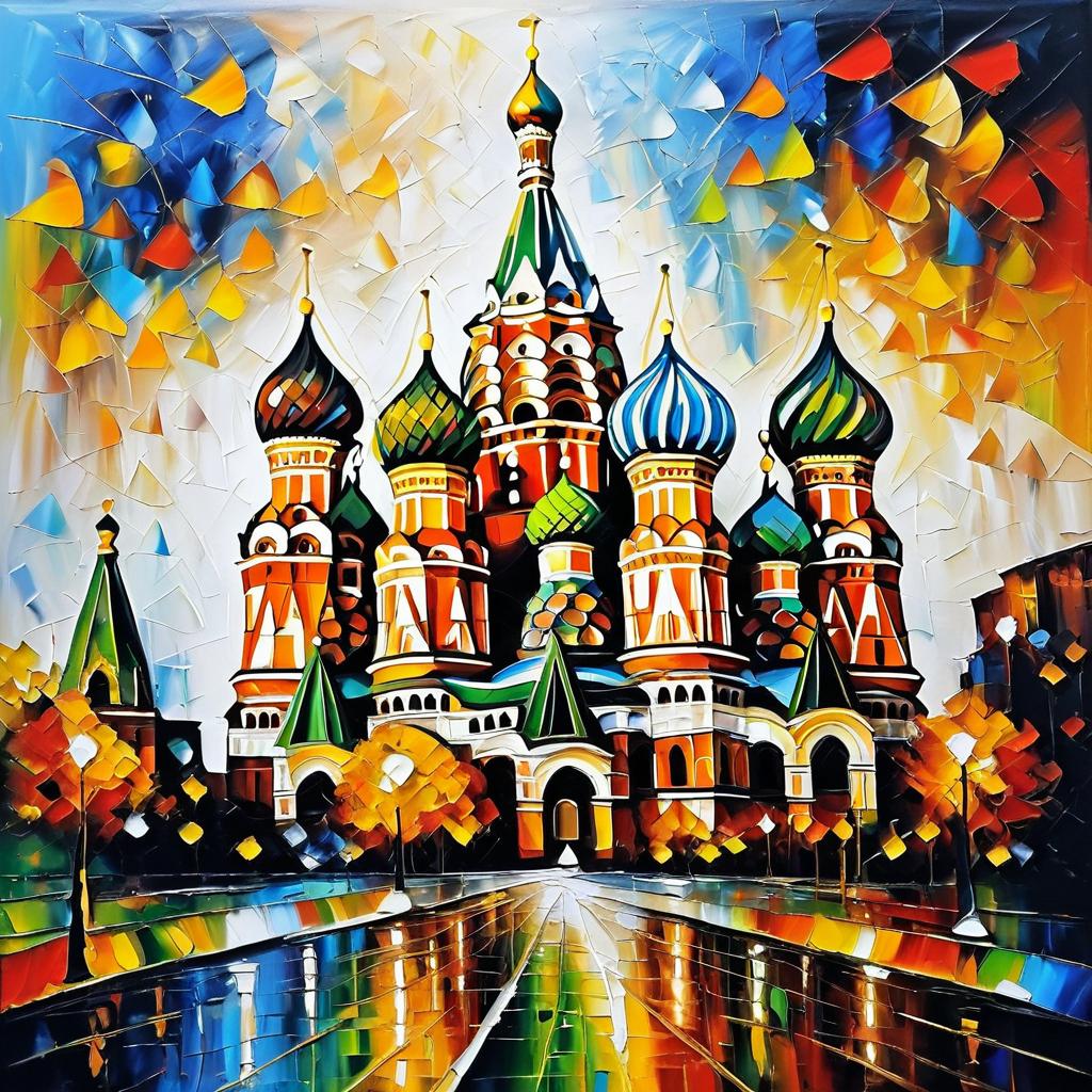 Pollock-Inspired St. Basil's Cathedral Artwork