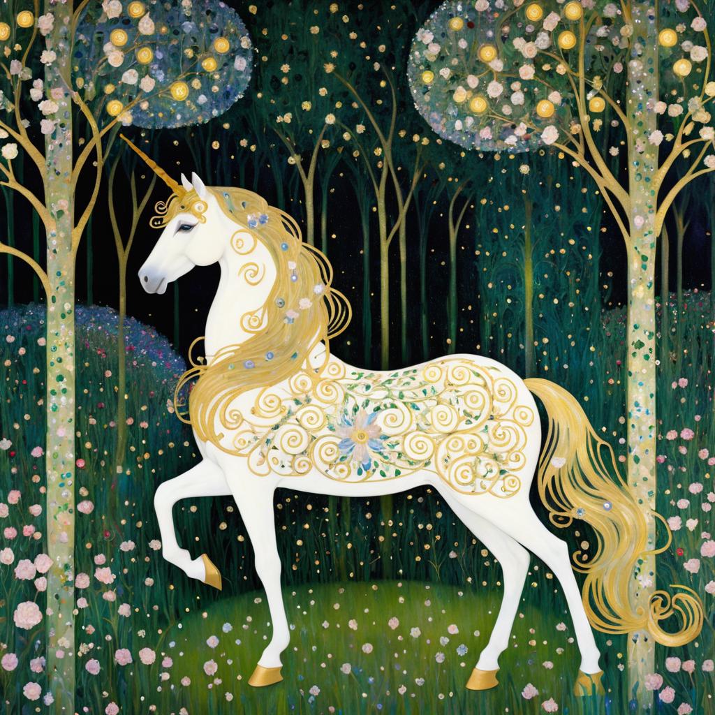 Elegant Unicorn in Enchanted Garden