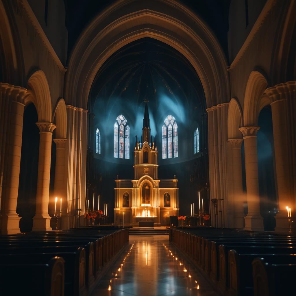 Dramatic Church Fire at Twilight