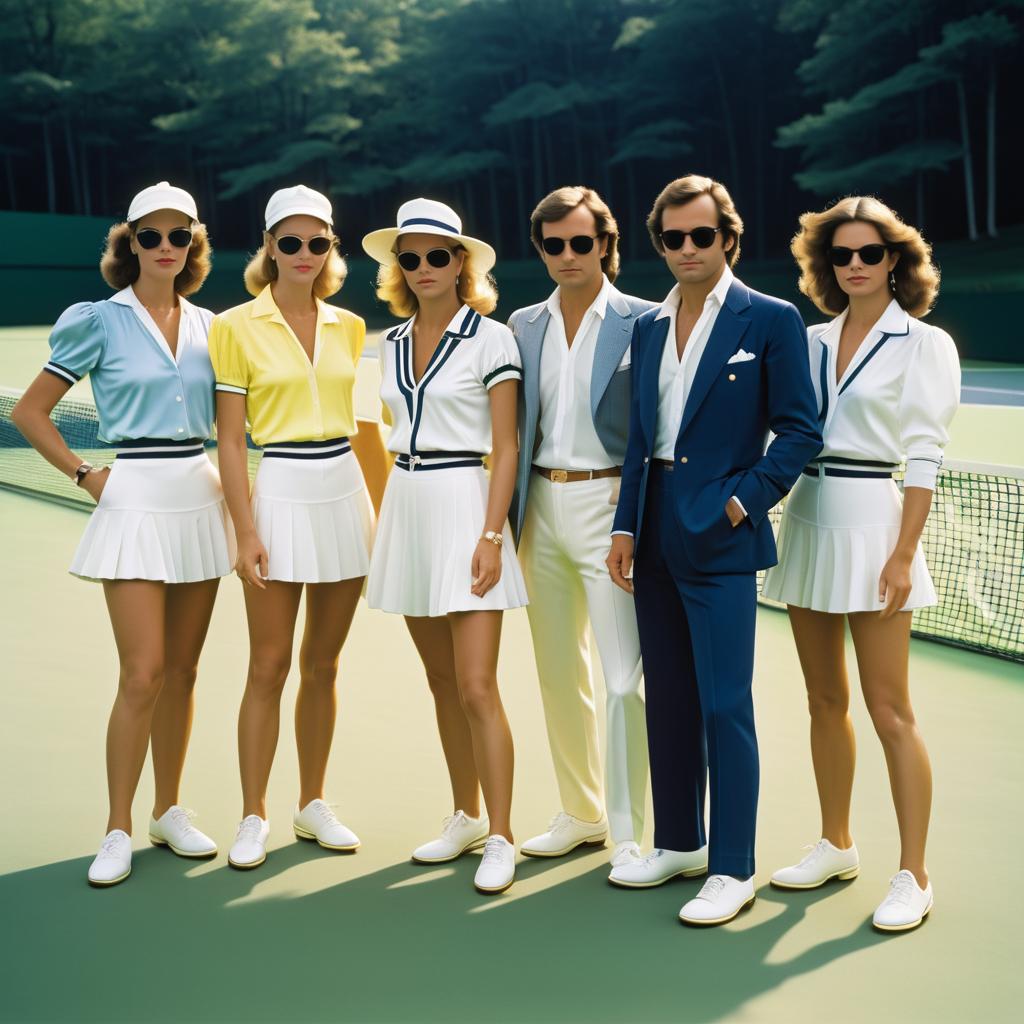 Vintage 1980s Tennis Match Panorama