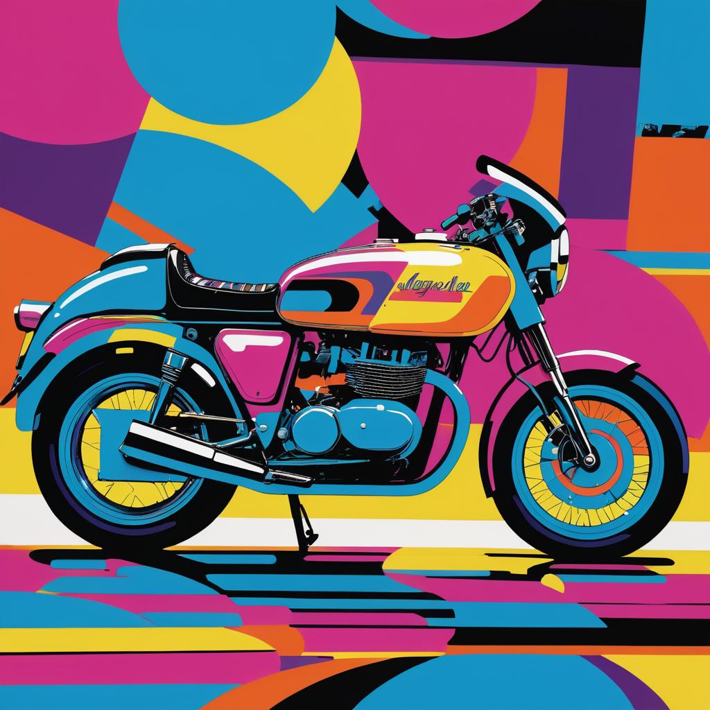 Vibrant Motorcycle Art Inspired by Warhol