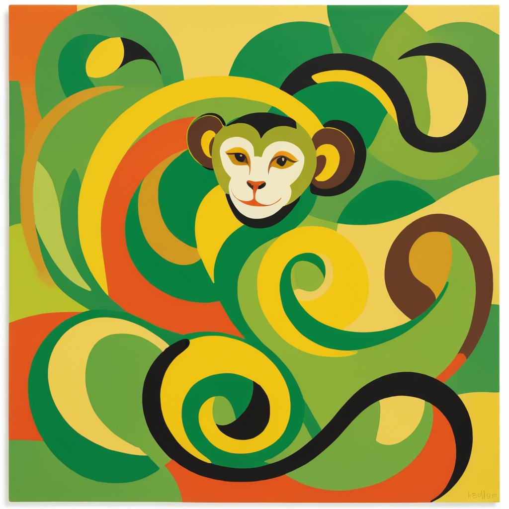 Matisse-Inspired Monkey in Vibrant Colors