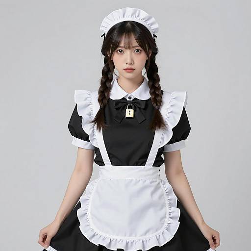 Woman in Lockable Maid Costume