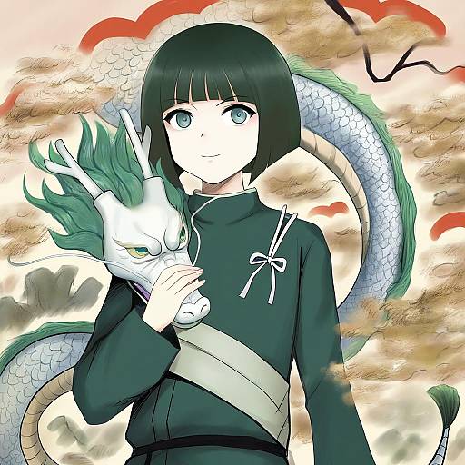 Illustration of Haku (sen to chihiro no kamikakushi), sen to chihiro no kamikakushi in the style of Y.ssanoha