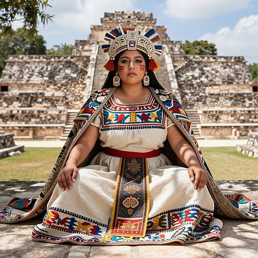 Aztec Woman in Traditional Attire