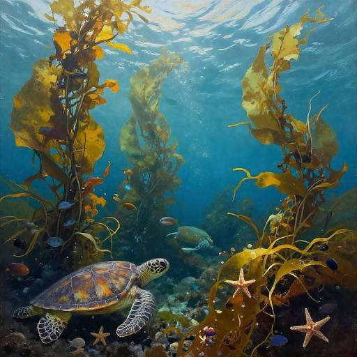 Serene Underwater Kelp Forest Scene