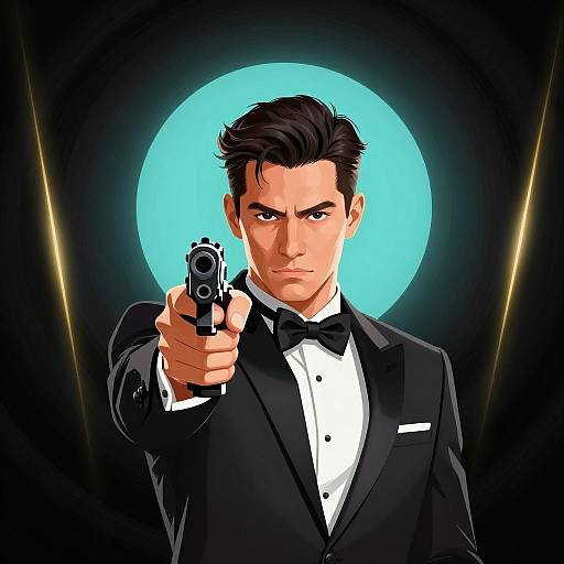 Mysterious Man in Tuxedo Illustration