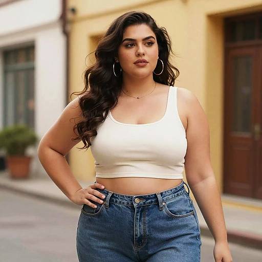 Confident Curvy Woman in Urban Style