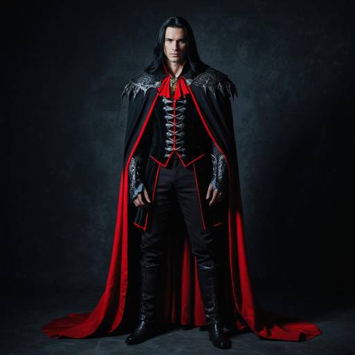Medieval Vampire Cosplay in Red and Black Cape