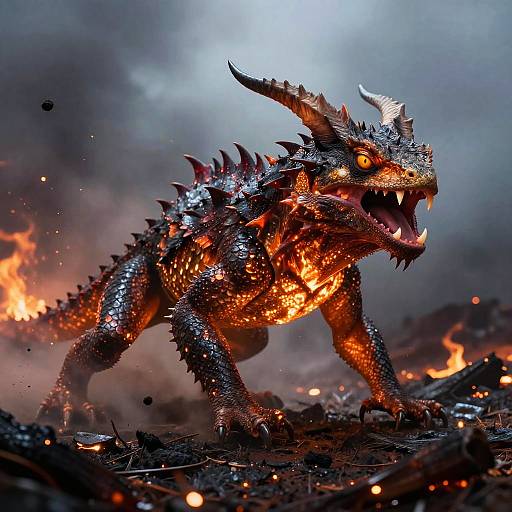 Ember-Lizard in Fiery Battle