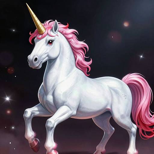 Majestic White Unicorn with Pink Mane