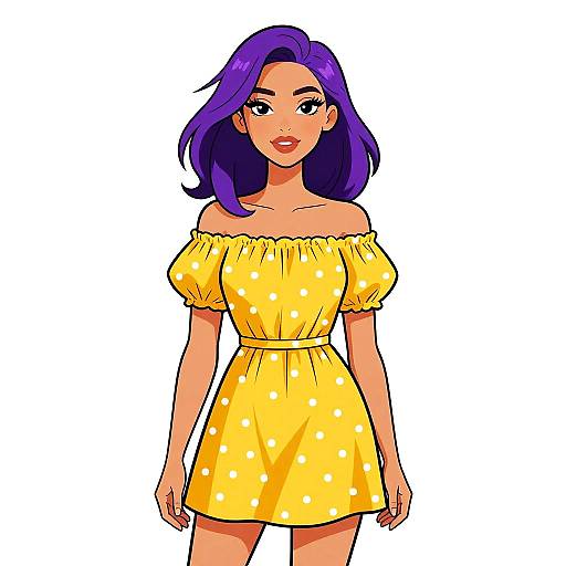 Woman in Yellow Polka Dot Summer Dress