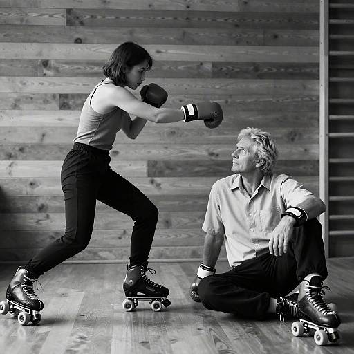 Dynamic Duo in a Vintage Boxing Room