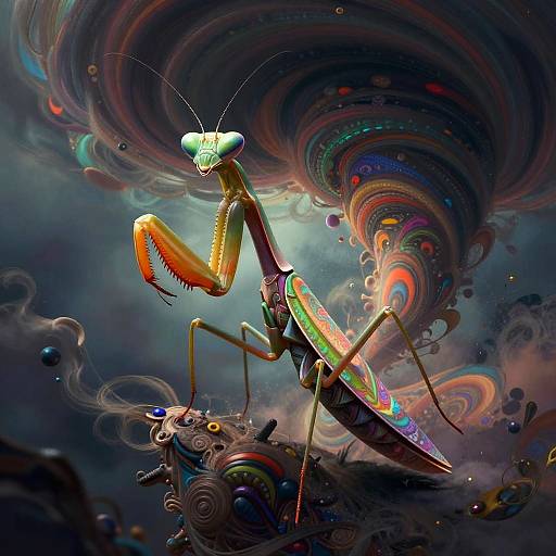 Surreal Majestic Mantis on Tornado