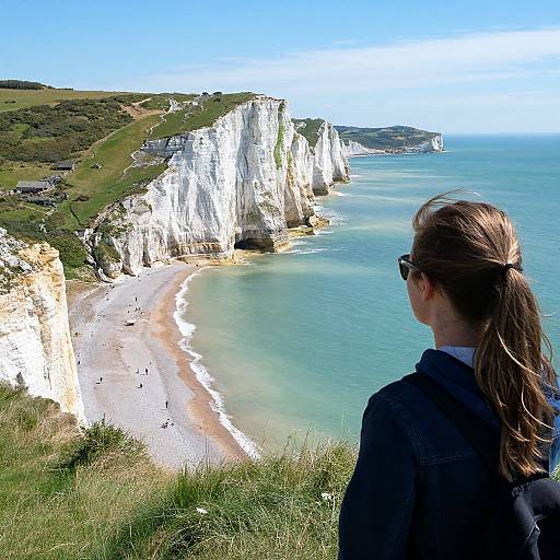 Woman Gazing Over Beachy Head Cliffs