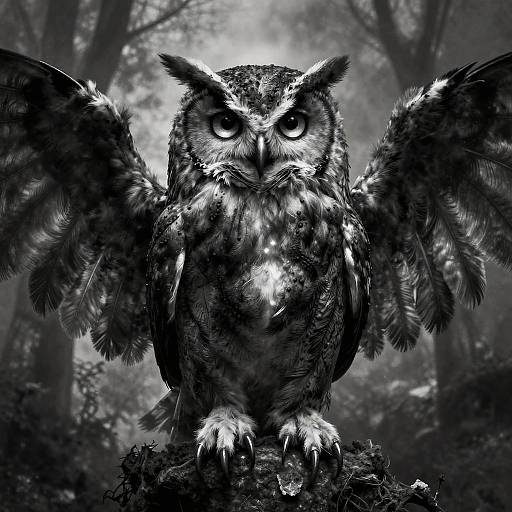 Haunting Nightmare Owl in Beksinski Style