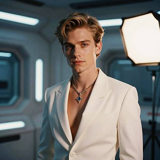 Futuristic Astronaut in High-Tech Spaceship