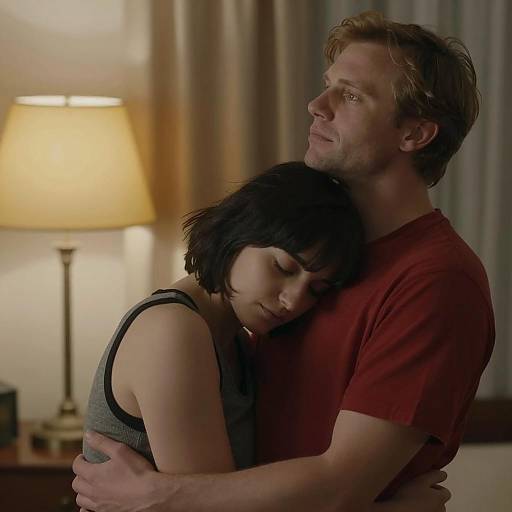 Cozy Moment: A Man and Woman Embrace
