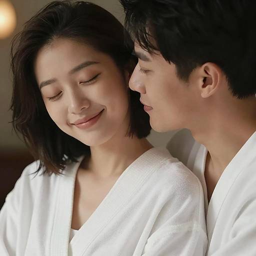 Intimate Close-Up of Couple in Love