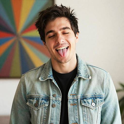 Smiling Man in Colorful Indoor Setting