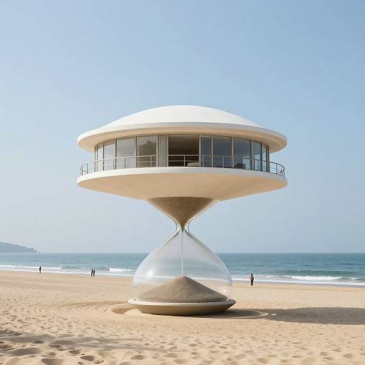Modernist House on Floating Hourglass