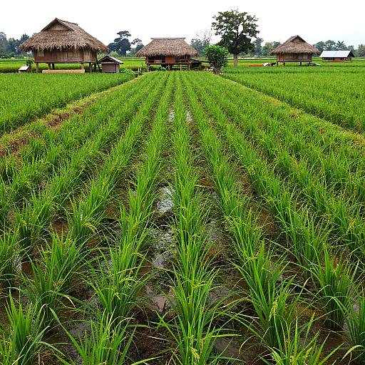 Vibrant Green Rice Paddy Landscape