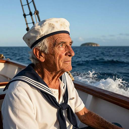 Elderly Sailor Reflecting on Voyage