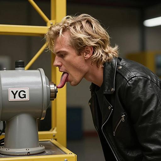 Intense Profile of a Blond Man