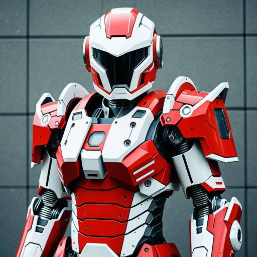 Red and White Futuristic Robot Armor Costume