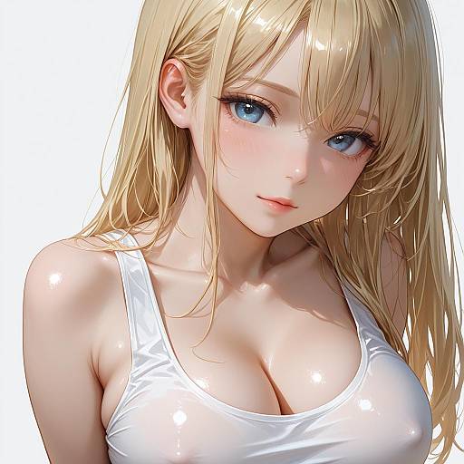 Blonde Woman in White Tank Top