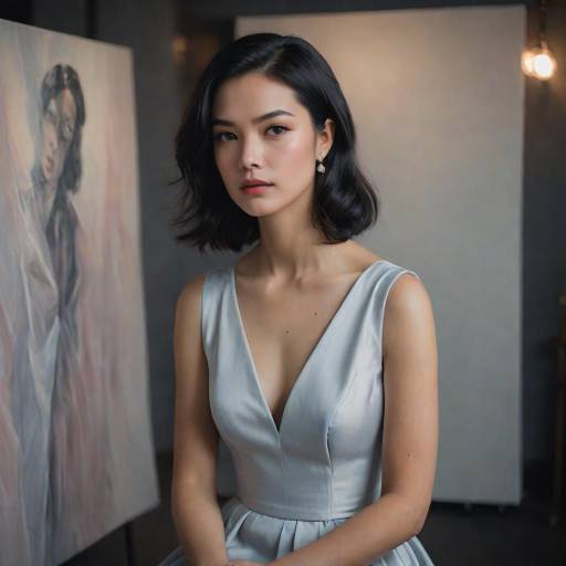 Elegant Young Woman in Thoughtful Pose