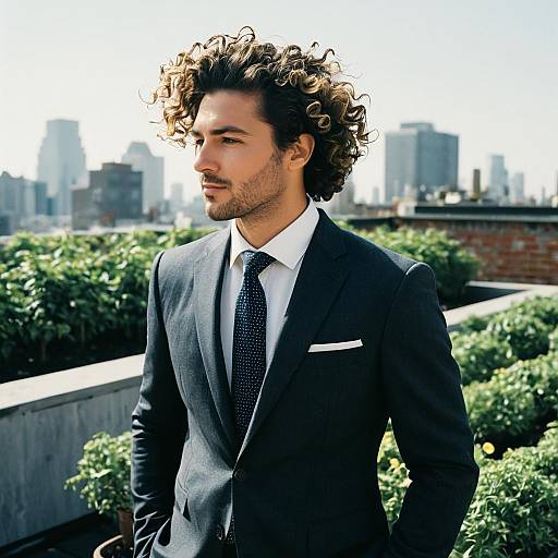 Man with Loose Curls in Suit