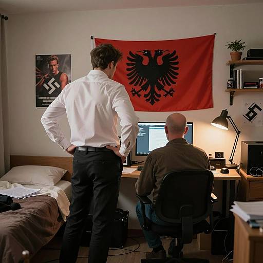 Tense Encounter in a Cluttered Room