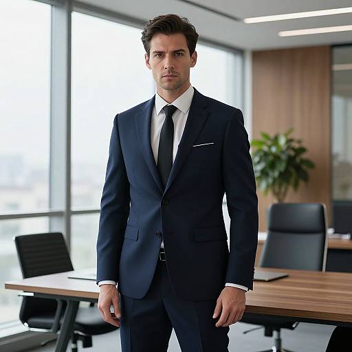 Serious Man in Modern Office