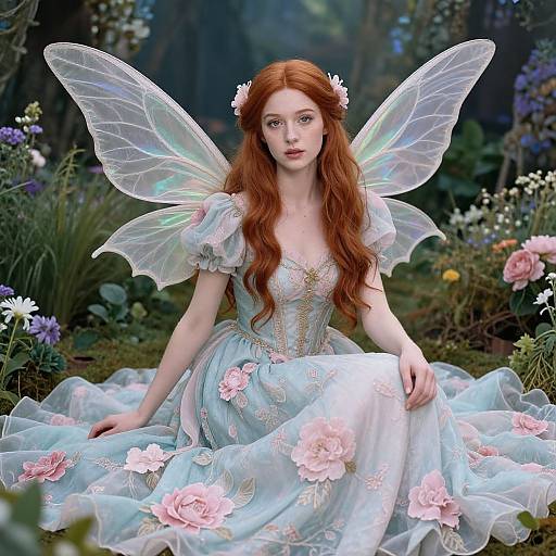 Elegant Fairy in Magical Garden