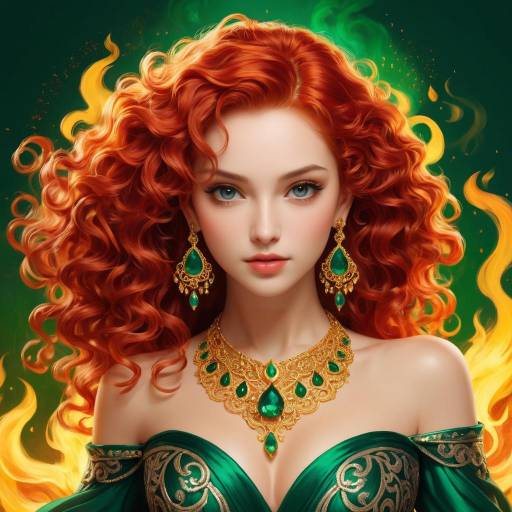 Dancing Beauty with Fiery Hair and Gems Dancing Beauty with Fiery Hair and Gems
