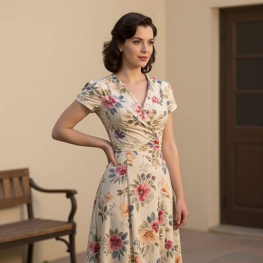 Vintage Elegance in Floral Dress