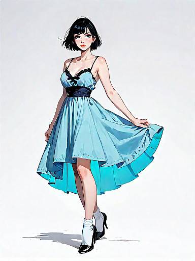 Chic Minimalist Woman in Navy Dress