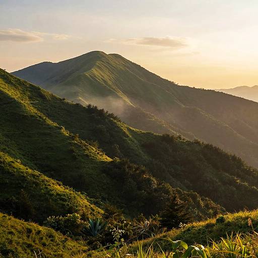 Golden Sunset Over Misty Mountains