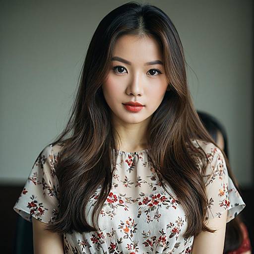 Korean Woman in Floral Dress