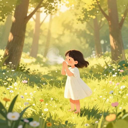 Innocent Girl in Sunny Meadow