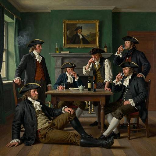 18th Century Men Drinking Around Table