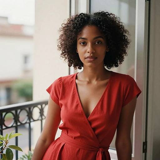 Editorial Portrait of Woman in Red Dress